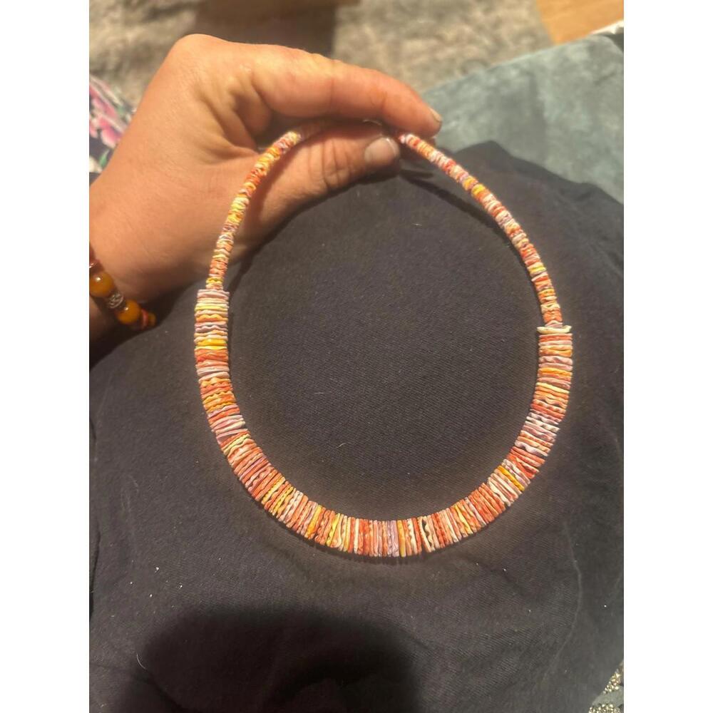 Sterling Silver Multi Color Shell Bead Necklace. 18 inch